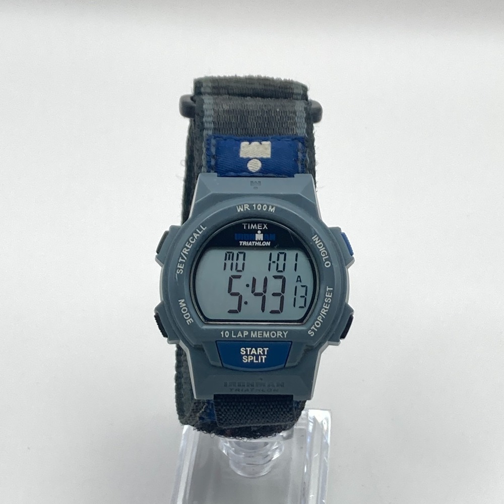 Timex Ironman Men's Watch Digital Gray Blue Indiglo 10 Lap Chrono New Battery - Picture 3 of 16